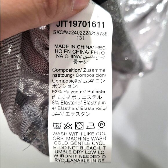 Shein Silver Metallic Splattered Ruched Sheer Mesh Tank Top Size L - Picture 5 of 8